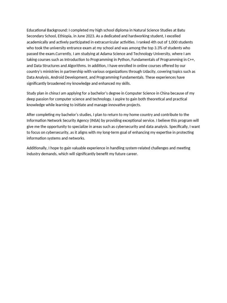 Computer Science Study Plan in China | PDF