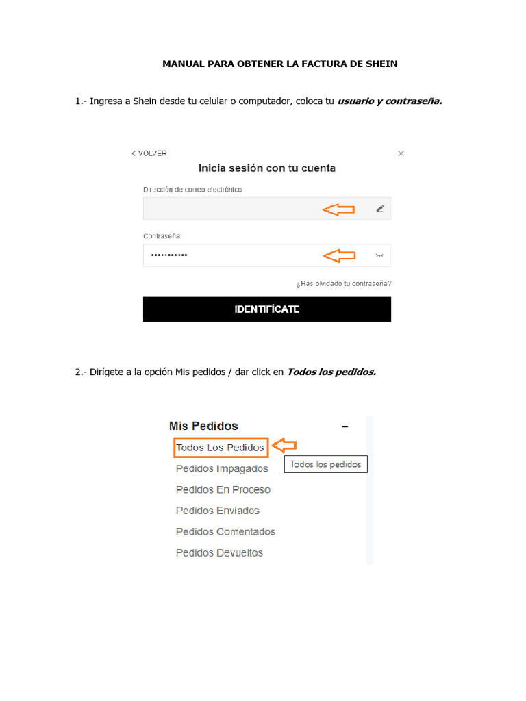 Cómo obtener factura de Shein | PDF