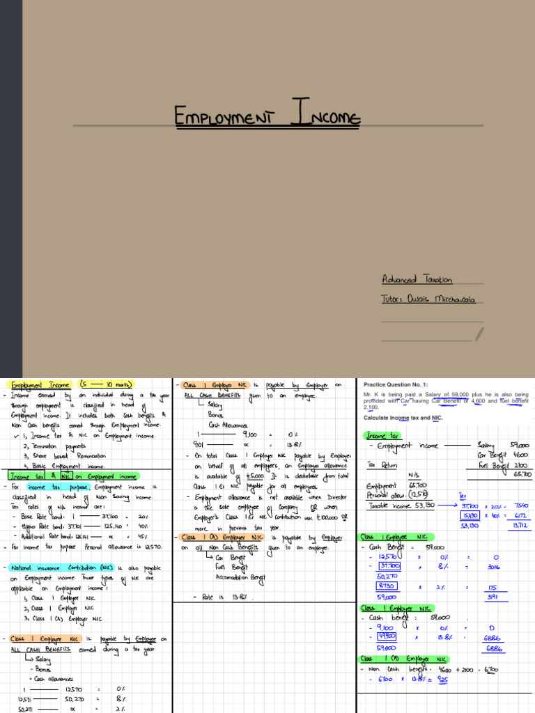 Employment Income Tax Calculation Guide | PDF | Employment | Salary