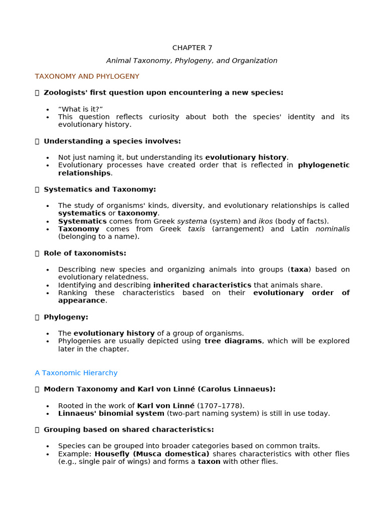 Understanding Animal Taxonomy and Phylogeny | PDF | Homology (Biology ...
