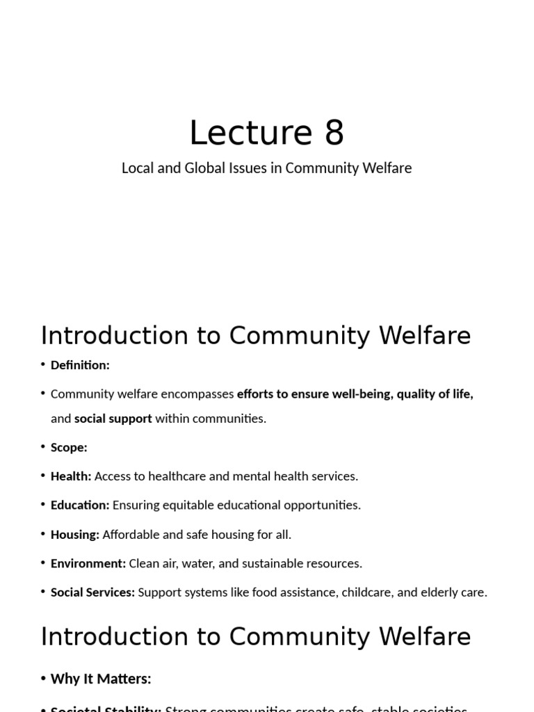 Community Welfare: Local & Global Issues | PDF | Cost Of Living | Food ...