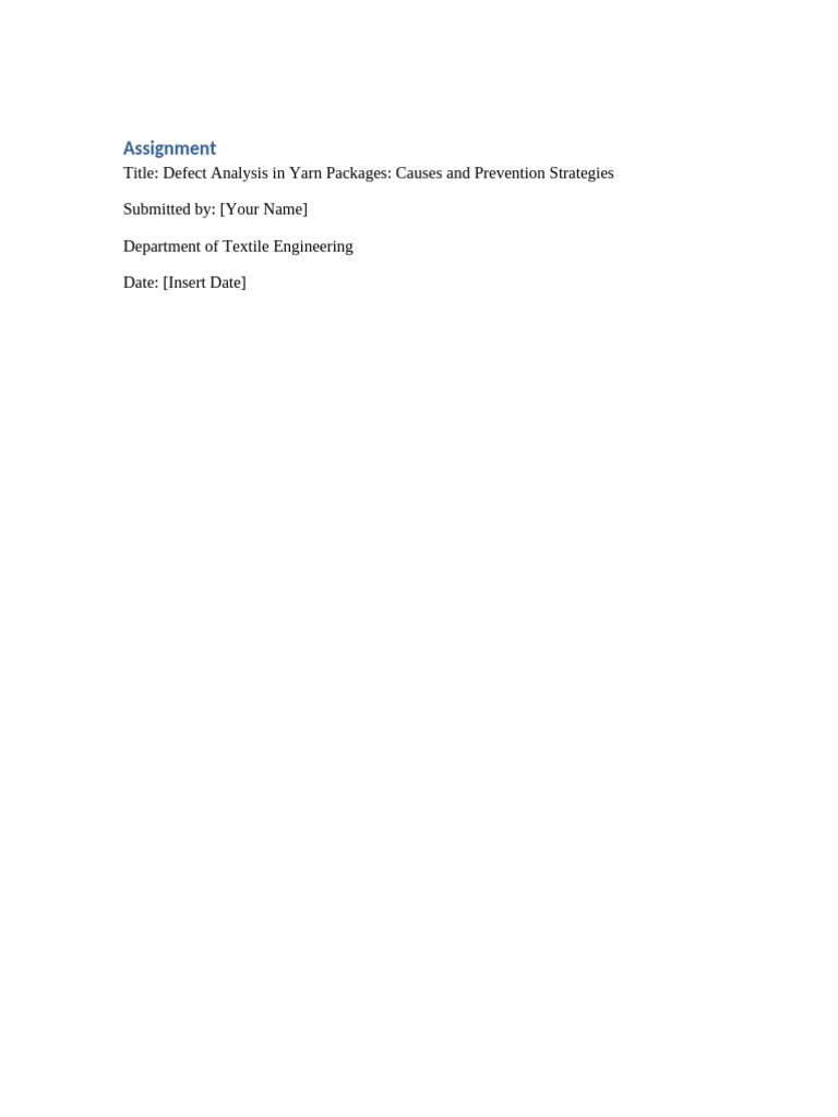 Yarn Package Defect Analysis & Prevention | PDF | Yarn | Textile ...
