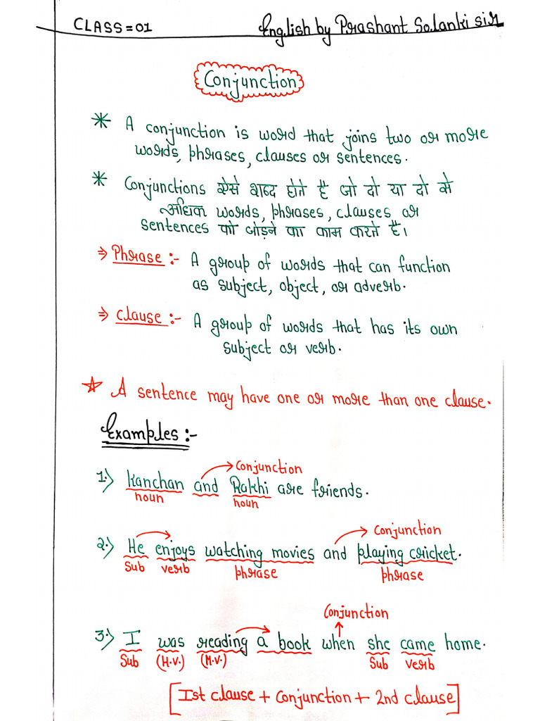 Conjunction 01 - Hand-Written Notes | PDF