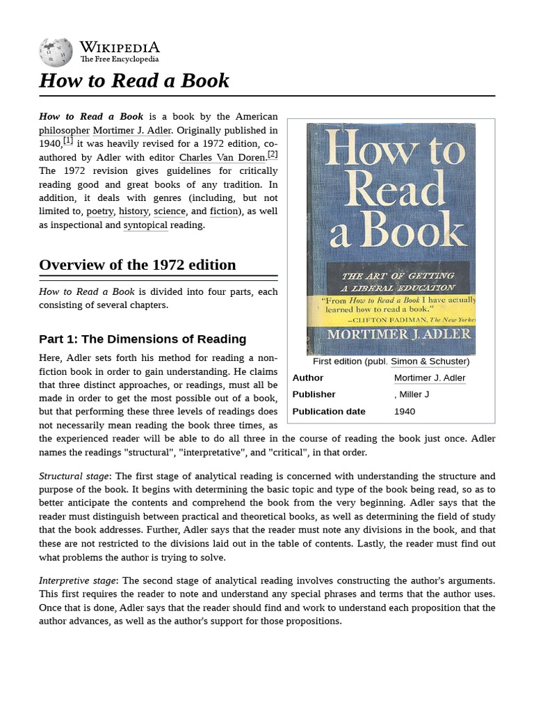 How To Read A Book | PDF