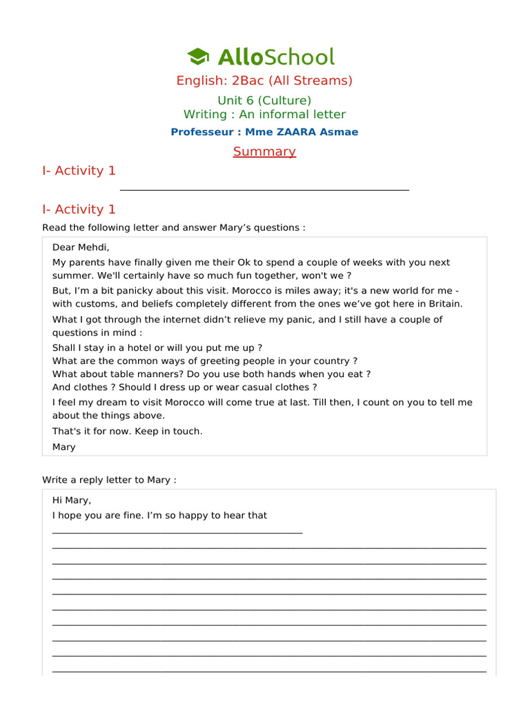 Writing 6 an Informal Letter 12 | PDF