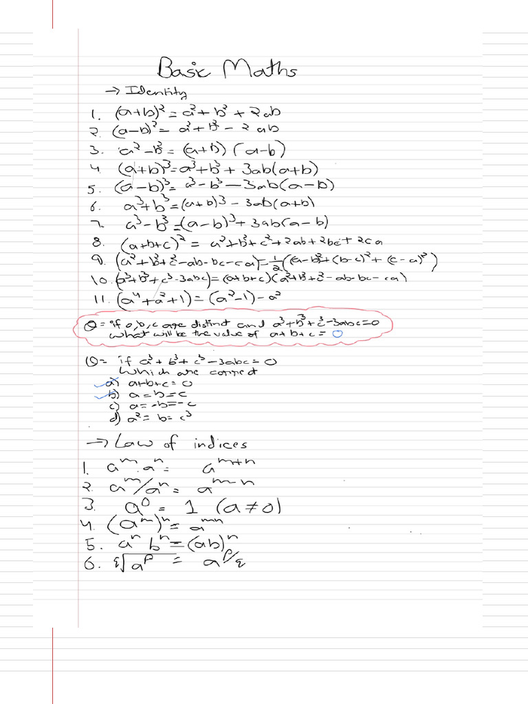 Basic Maths Notes. | PDF