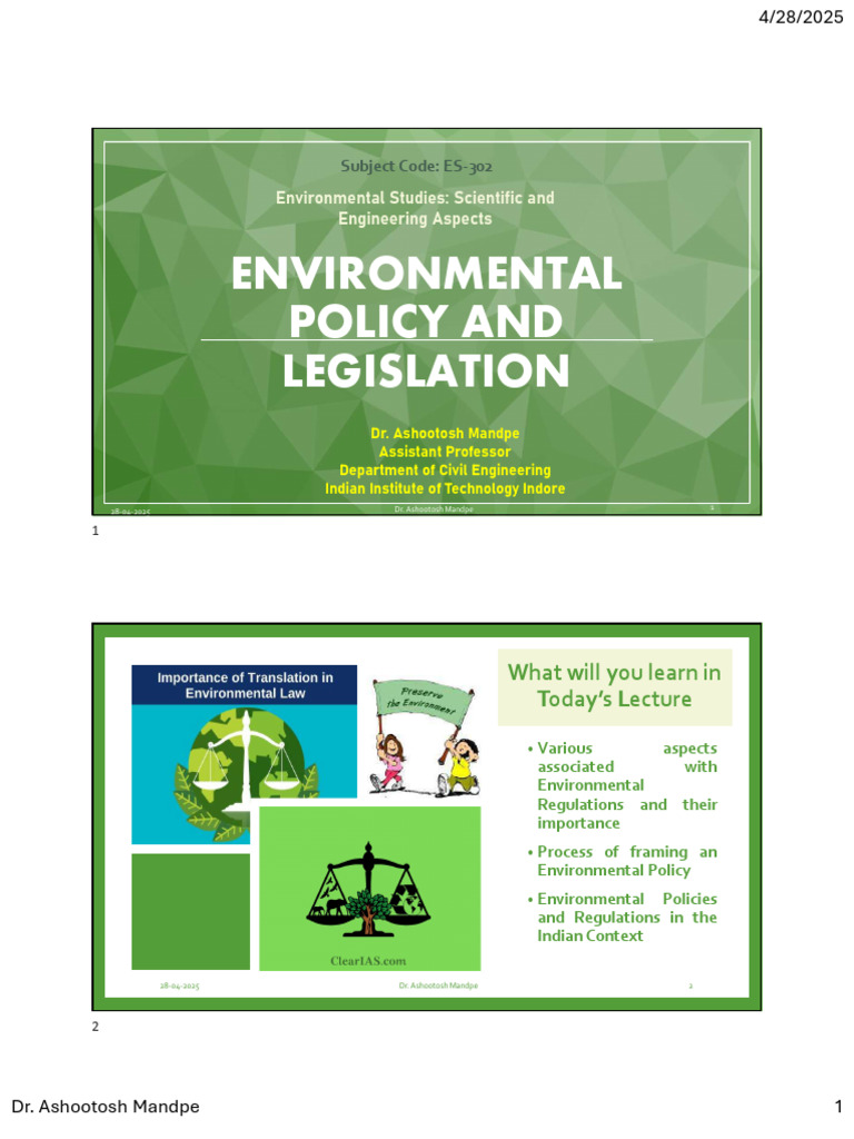 Environmental Policy and Legislation Overview | PDF | Environmental ...