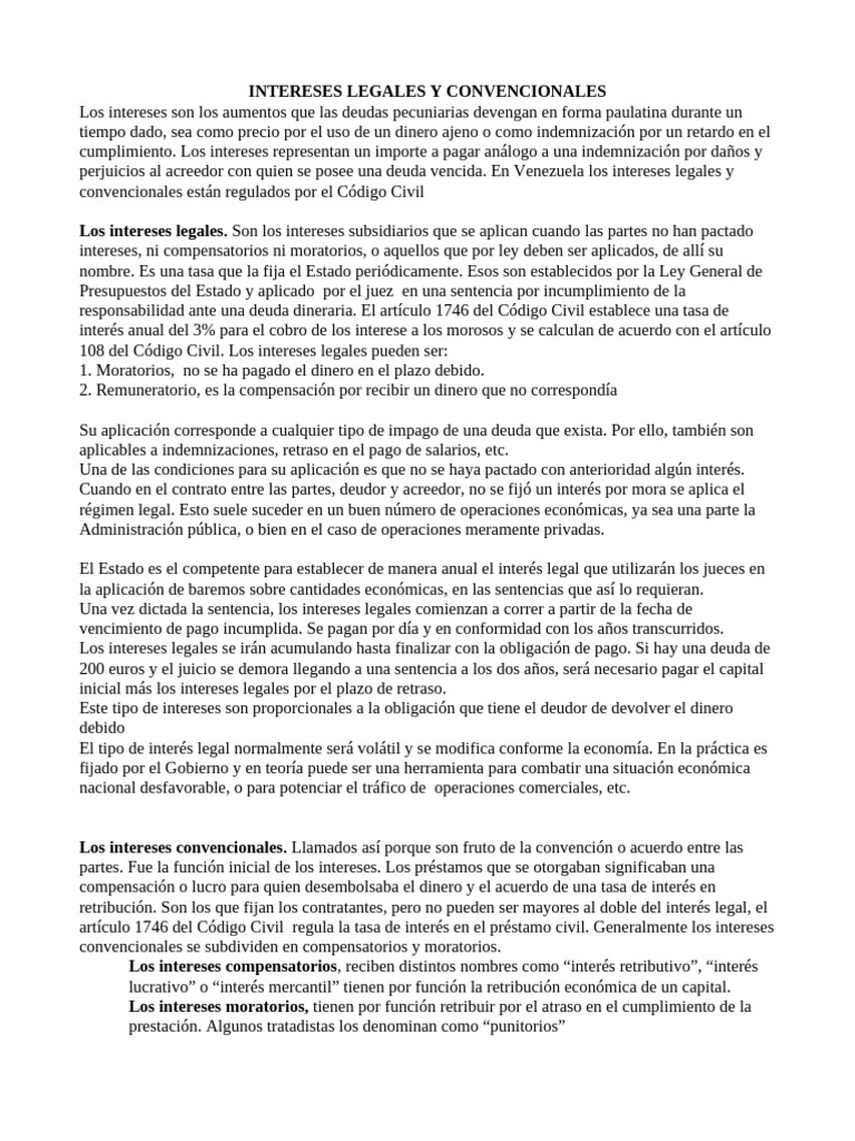 Intereses Legales y Convencionales en Deudas | PDF | Pagaré | Interés