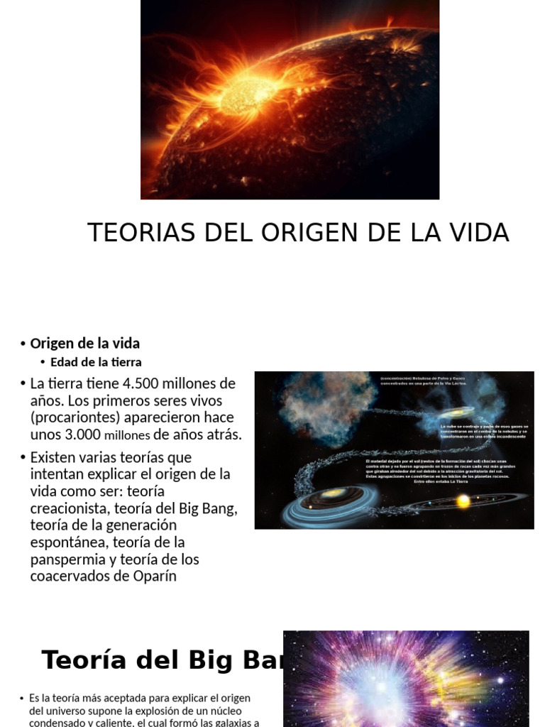 Teorías sobre el origen de la vida | PDF | Escala de tiempo geológico ...