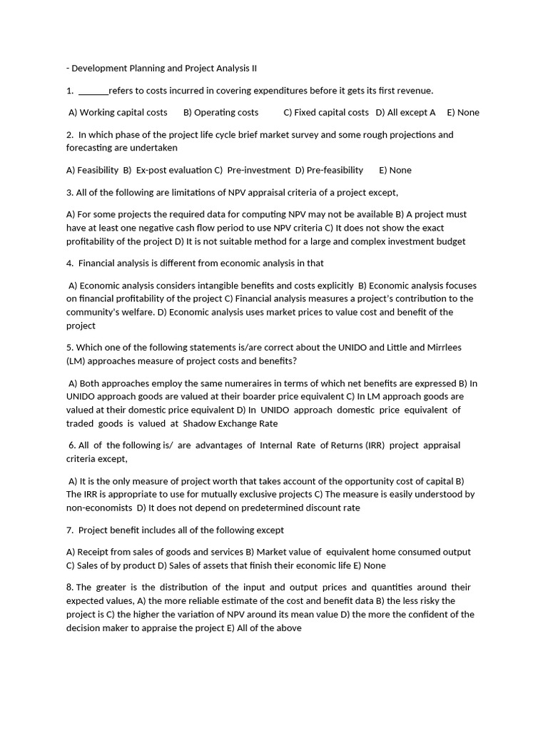 Project Analysis II: Key Concepts and Questions | PDF | Net Present ...