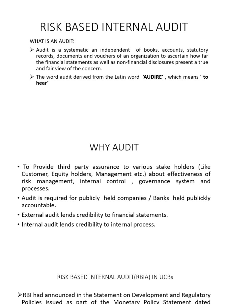 Risk-Based Internal Audit in UCBs | PDF | Audit | Risk