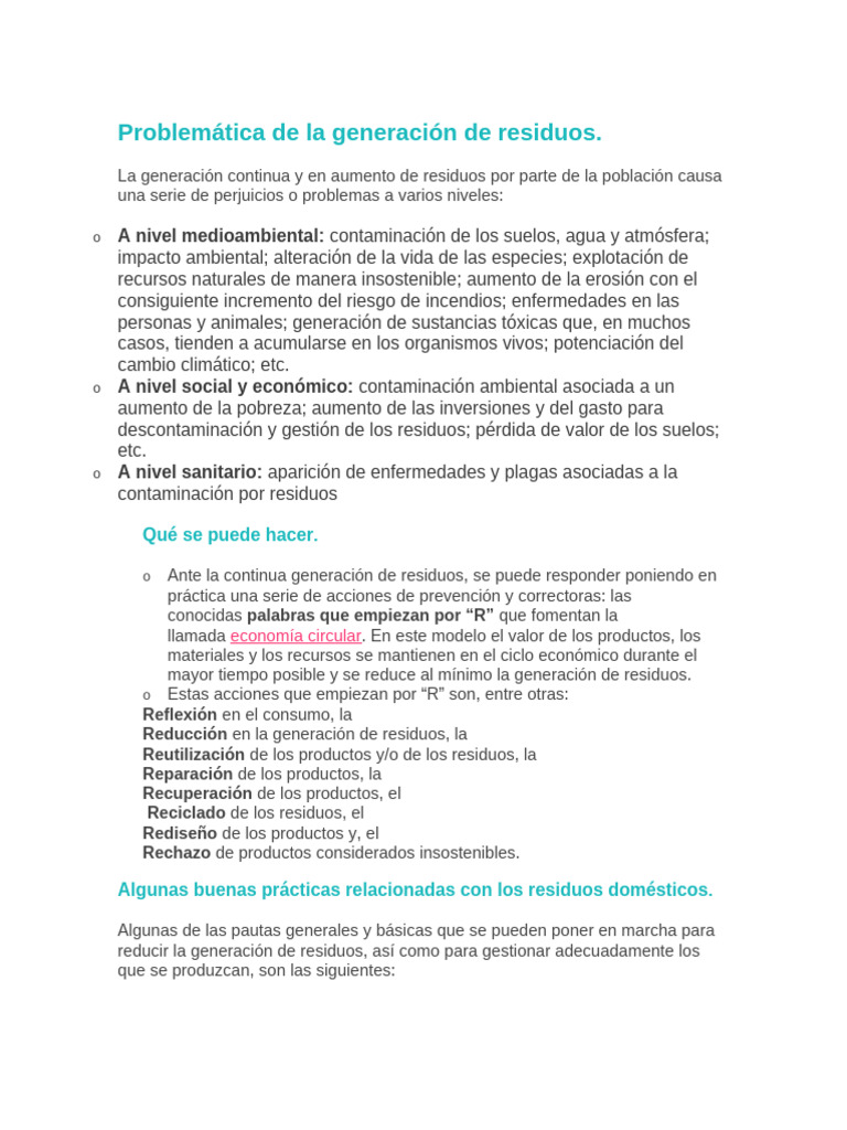 Problemas y soluciones de residuos | PDF | Residuos | Contaminación