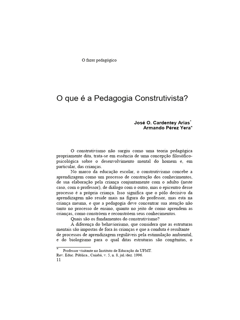 O Que É A Pedagogia Construtivista | PDF