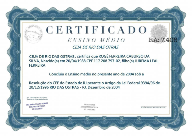 Diploma Do Ensino Médio | PDF