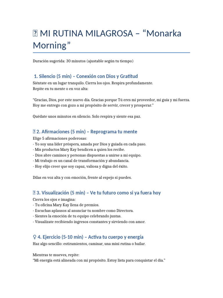 Rutina Matutina Monarka para el Éxito | PDF
