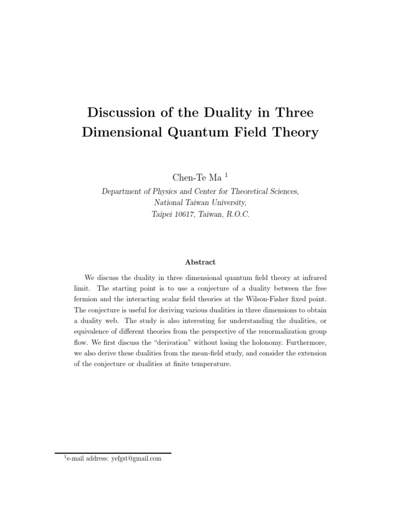 Duality in 3D Quantum Field Theory | PDF | Gauge Theory | Quantum Field ...