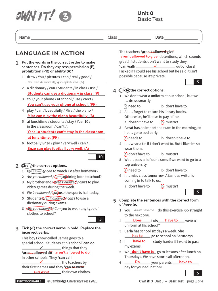 Unit8 Basic Test With Answers Pdf