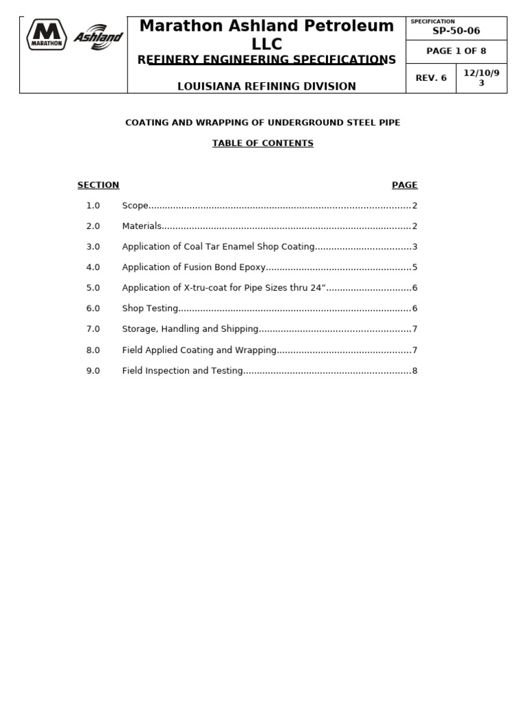 SP 50 06 | PDF | Pipe (Fluid Conveyance) | Oil Refinery