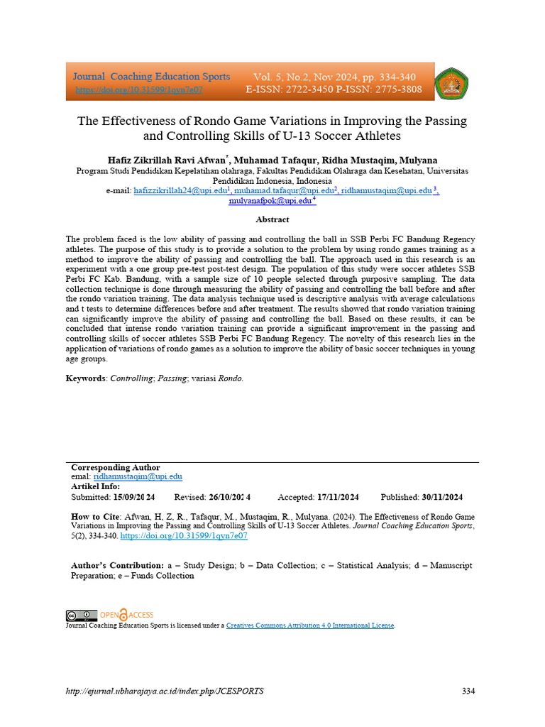 Rondo Games Boost U-13 Soccer Skills | PDF | Student's T Test | Normal ...