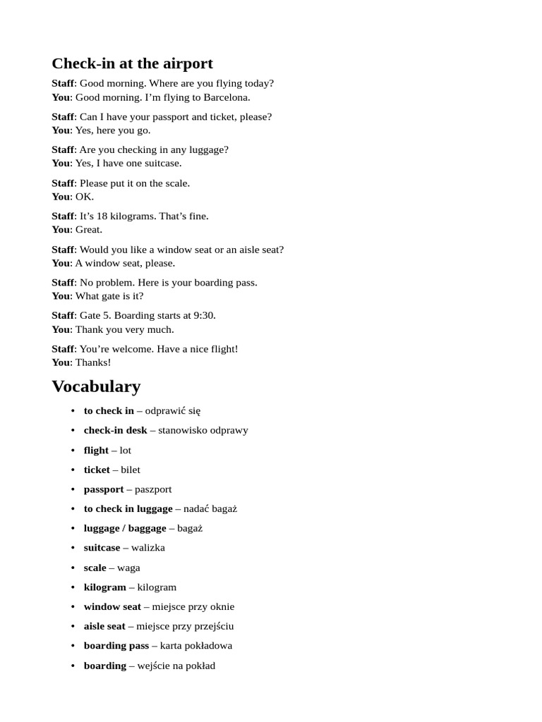 Airport Check-in Process Guide | PDF | Drink | Baggage
