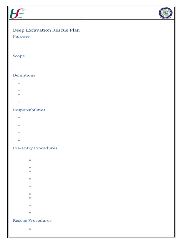Deep Excavation Rescue Procedures | PDF | Emergency | Occupational ...
