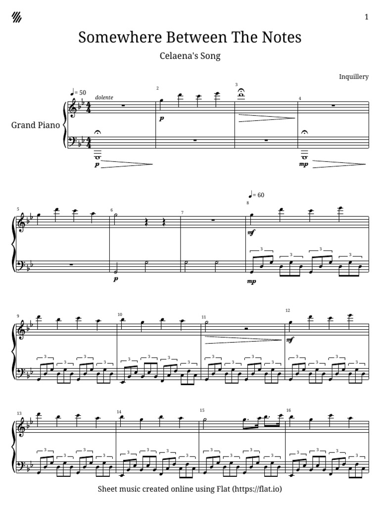 Somewhere Between Piano Sheet Music | PDF