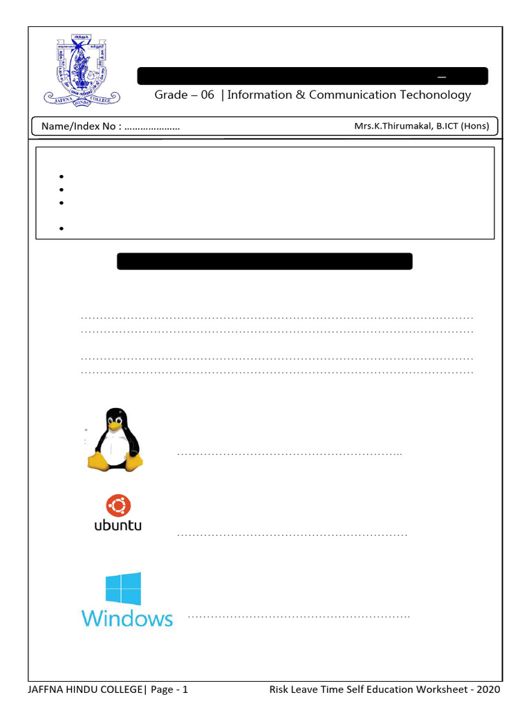 Operating System & File Management Worksheet | PDF | Computer ...
