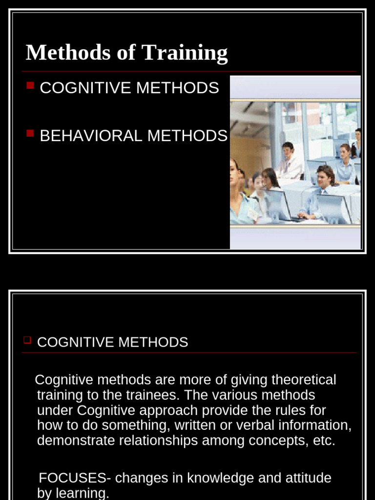 Training Methods: Cognitive & Behavioral | PDF | Mentorship | Simulation