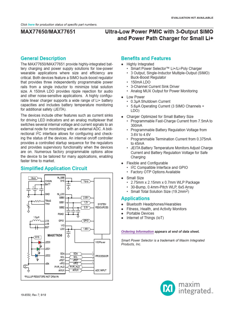 Max77650 Max77651 | PDF | Battery Charger | Diode