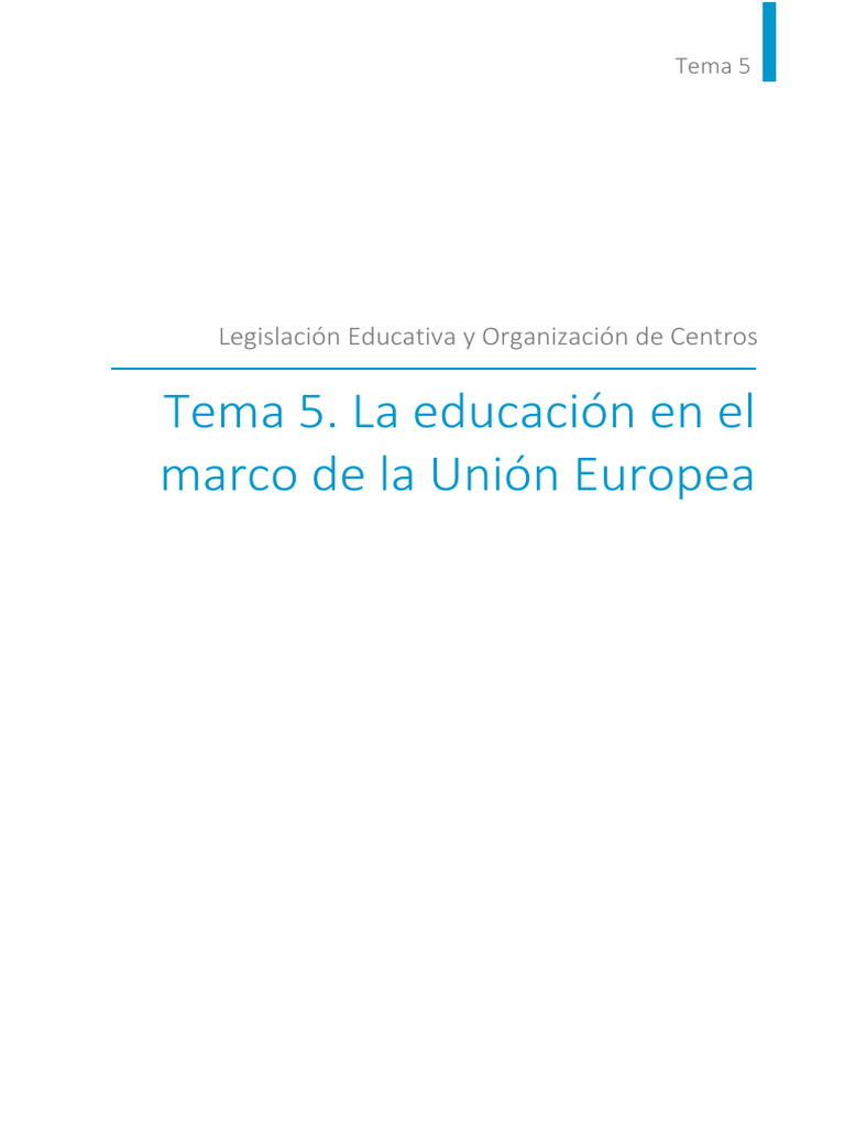 Tema 5. La Educación en El Marco de La Unión Europea Esl-ES | PDF ...