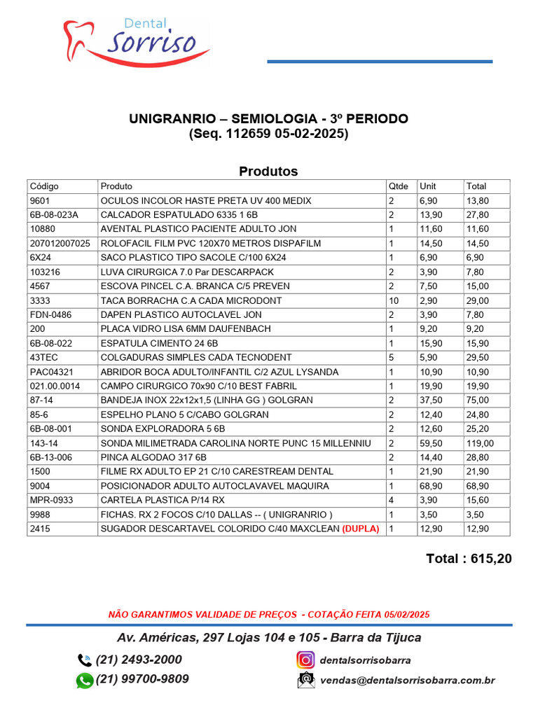 Lista De Produtos E Pre os Dental PDF