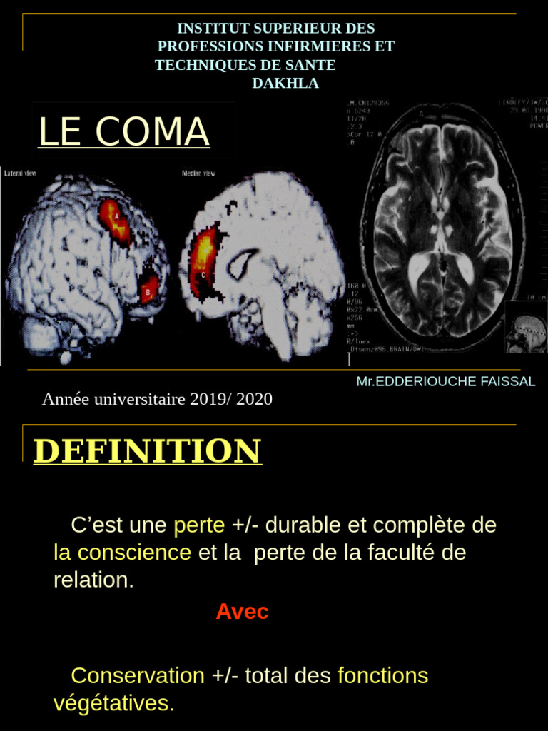 Coma : Stades et Prise en Charge | PDF | Coma | Maladies et troubles