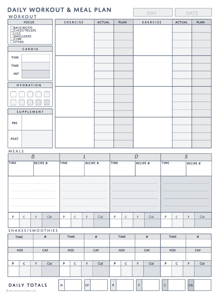 Daily Workout and Meal Plan | PDF