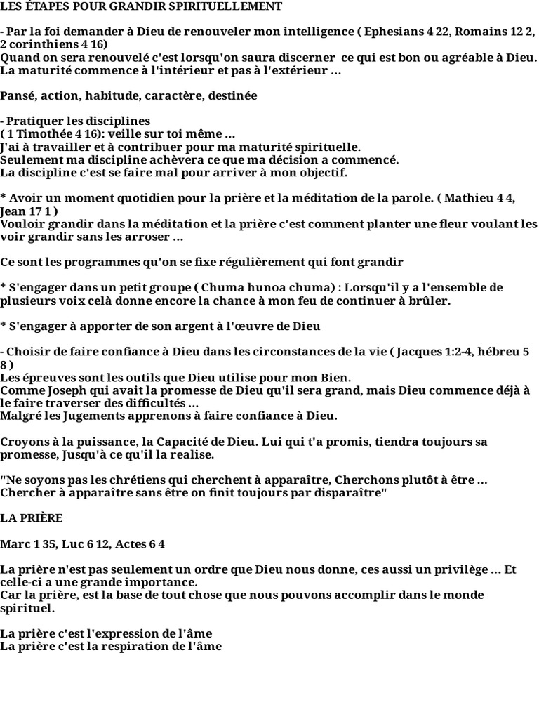 Étapes de la Croissance Spirituelle | PDF | Prière | Dieu