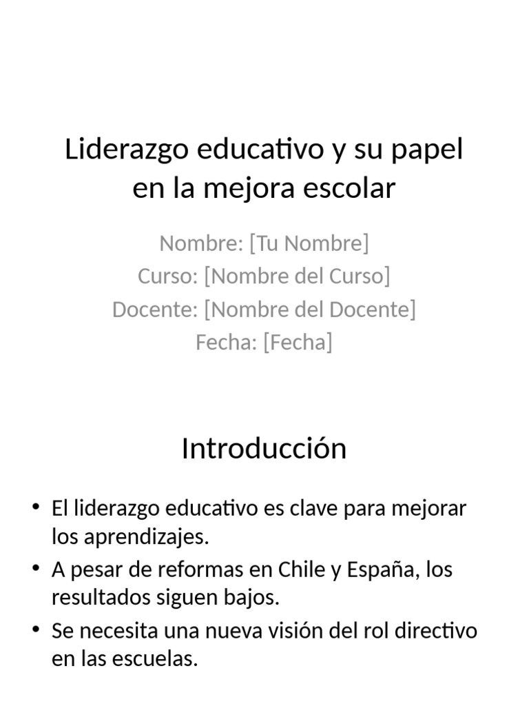 Liderazgo educativo y mejora escolar | PDF