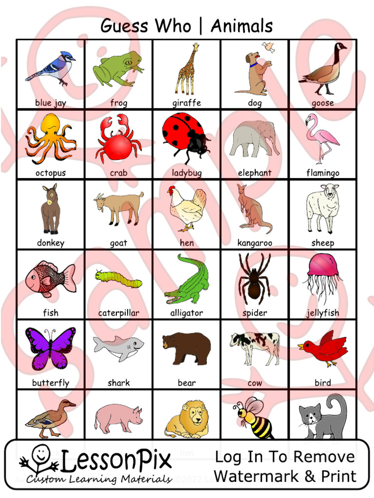 Guess+Who+ +animals-Material 19330170 | PDF