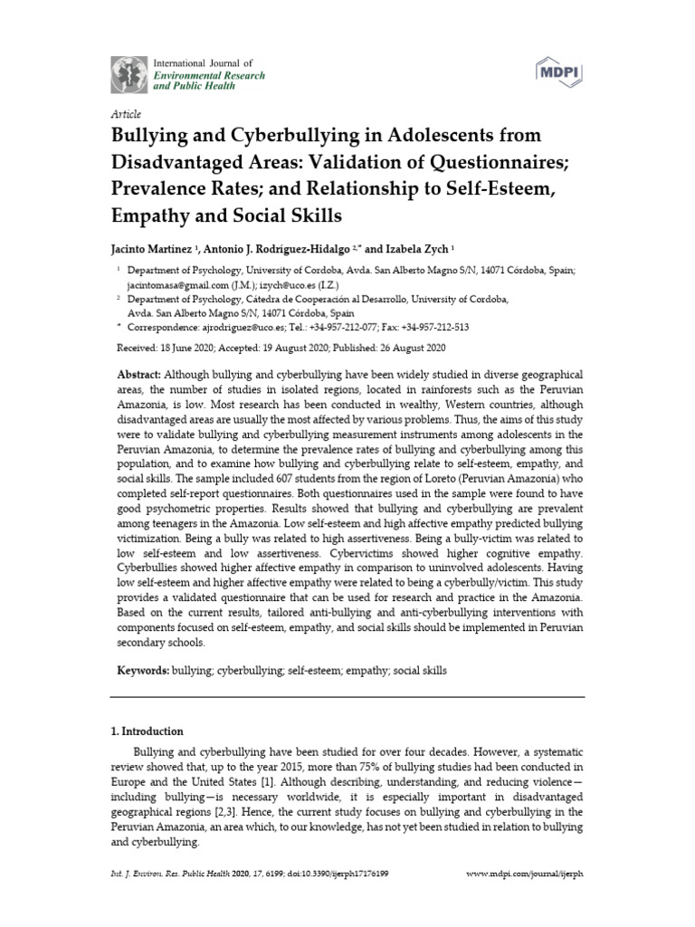 Bullying and Cyberbullying in Amazonia Adolescents | PDF | Bullying ...