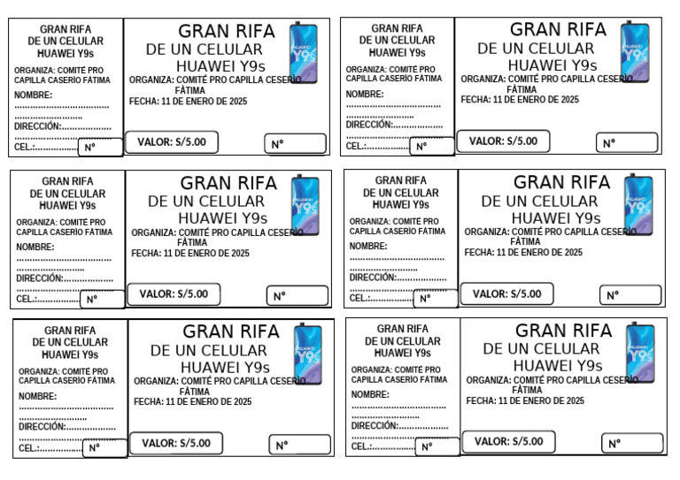 Rifa de Celular Huawei Y9s 2025 | PDF