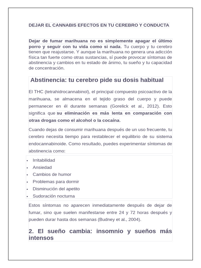 Dejar El Cannabis Efectos en Tu Cerebro y Conducta | PDF | Cannabis ...