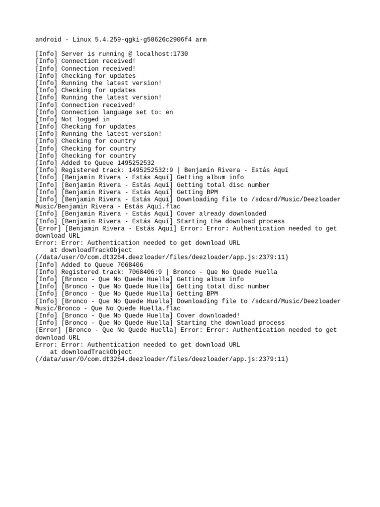 Android Music Download Errors Log | PDF