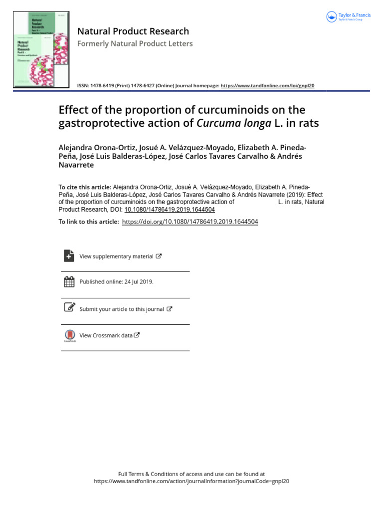 Effect of The Proportion of Curcuminoids On The | PDF | Turmeric