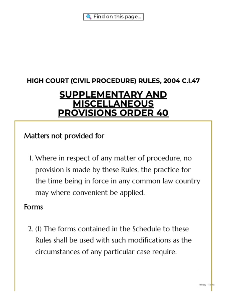Supplementary Provisions in Civil Procedure | PDF | Judge | Common Law
