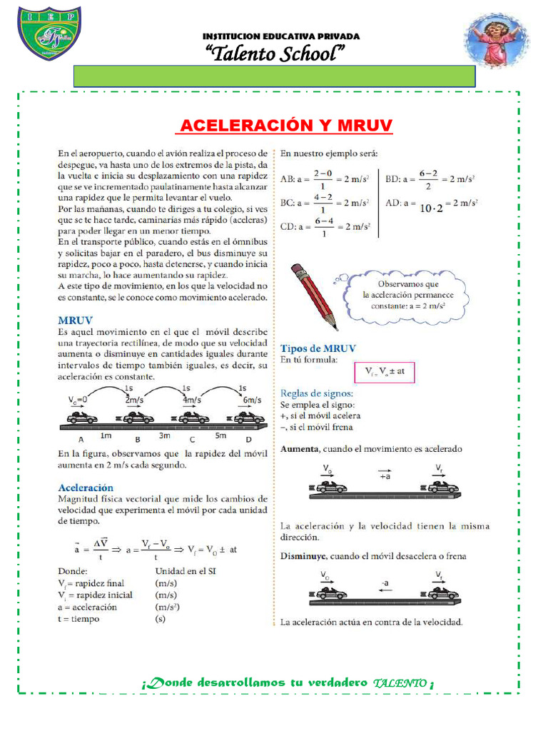 Curso de Física: MRUV en Talento School | PDF