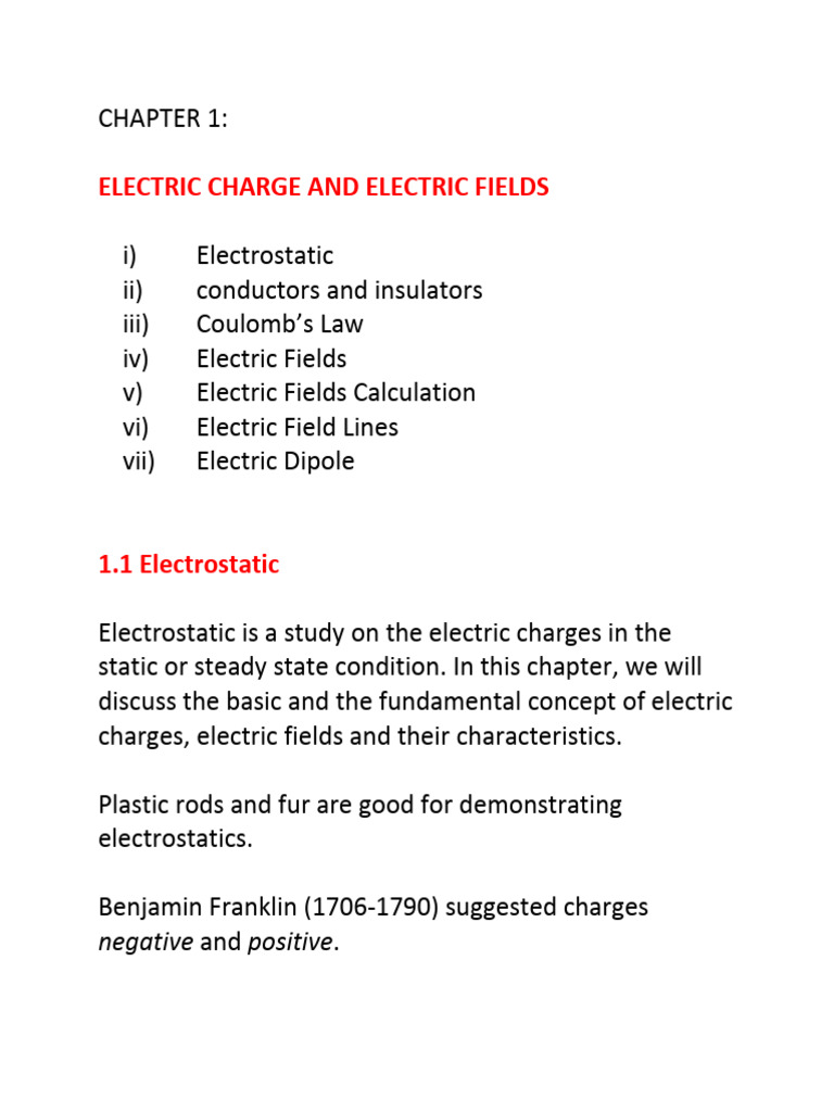 Introduction to Electrostatics Concepts | PDF | Electric Charge ...