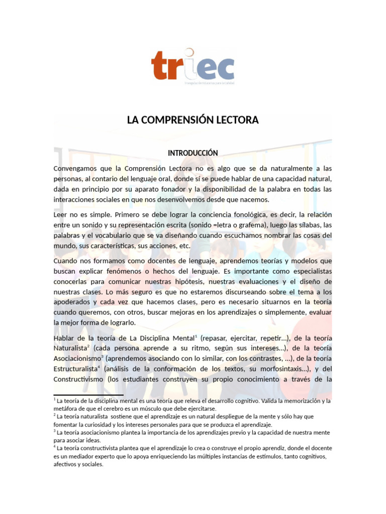 Teorías para Mejorar la Comprensión Lectora | PDF | Aprendizaje ...