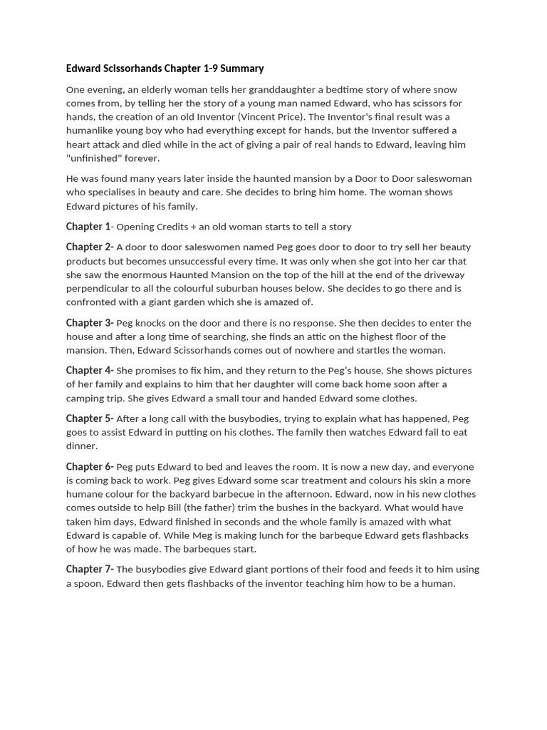 Edward Scissor Hands Chapter Summary | PDF