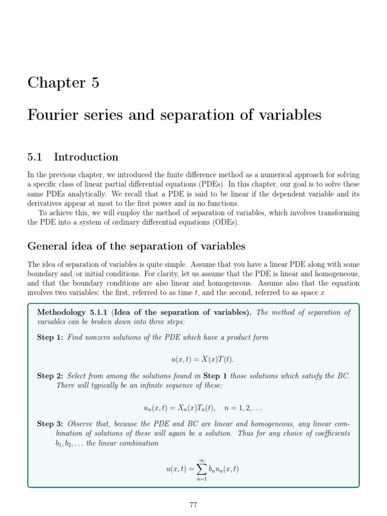 5 - Fourier Series and Separation of Variables | PDF | Partial ...