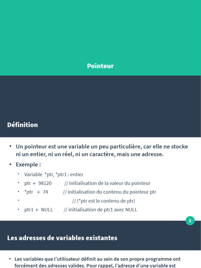 Pointeurs et Structures en Programmation | PDF | Pointeur ...