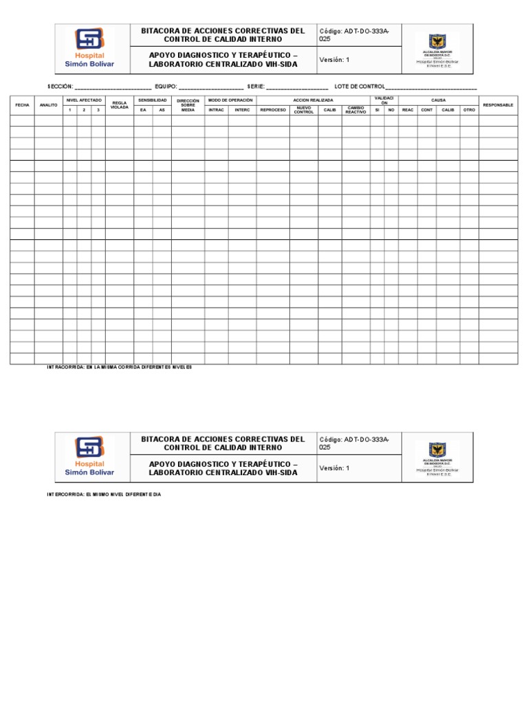 ADT-FO-333A-025 Bitacora de Acciones Correctivas Del Control de Calidad