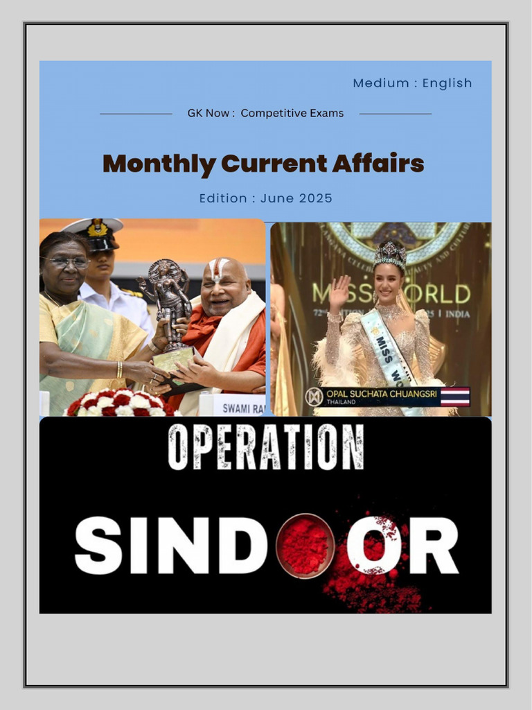 Monthly Current Affairs 1 To 31 May 2025 | PDF | Rain | Literacy